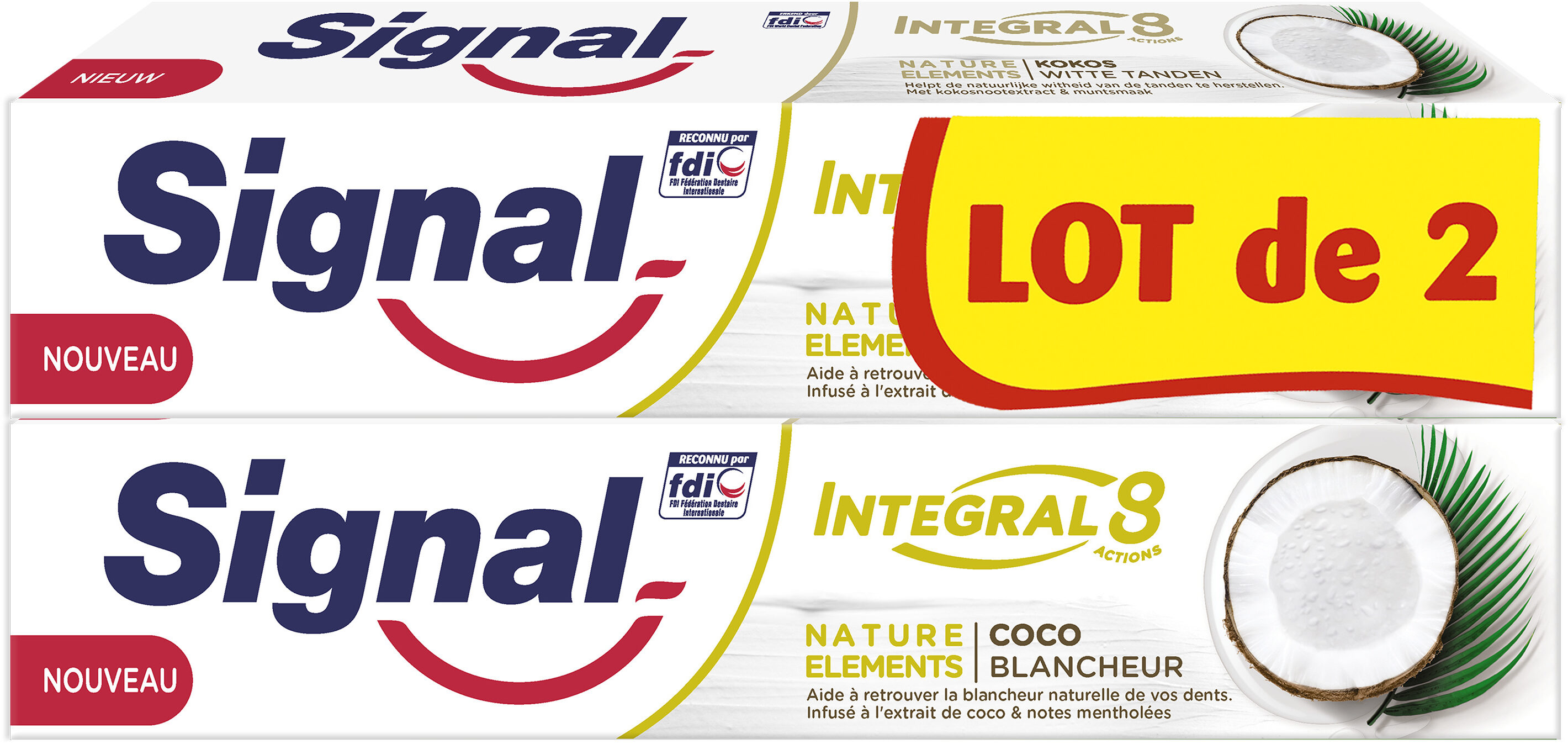 Signal Integral 8 Dentifrice Nature Elements Coco Blancheur 2x75ml - Product - fr