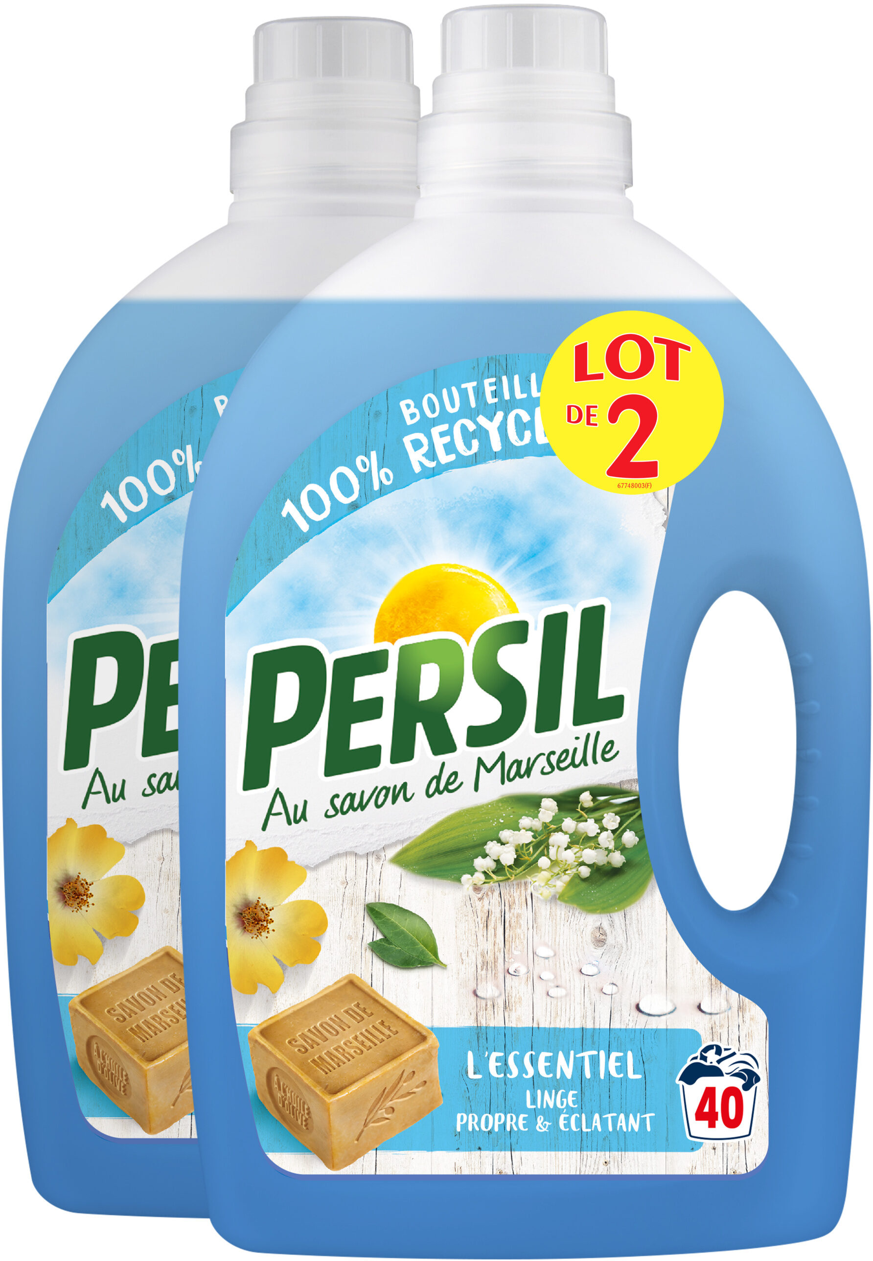 Persil Lessive Liquide l'Essentiel 2l 40 Lavages Lot de 2 - Produit - fr