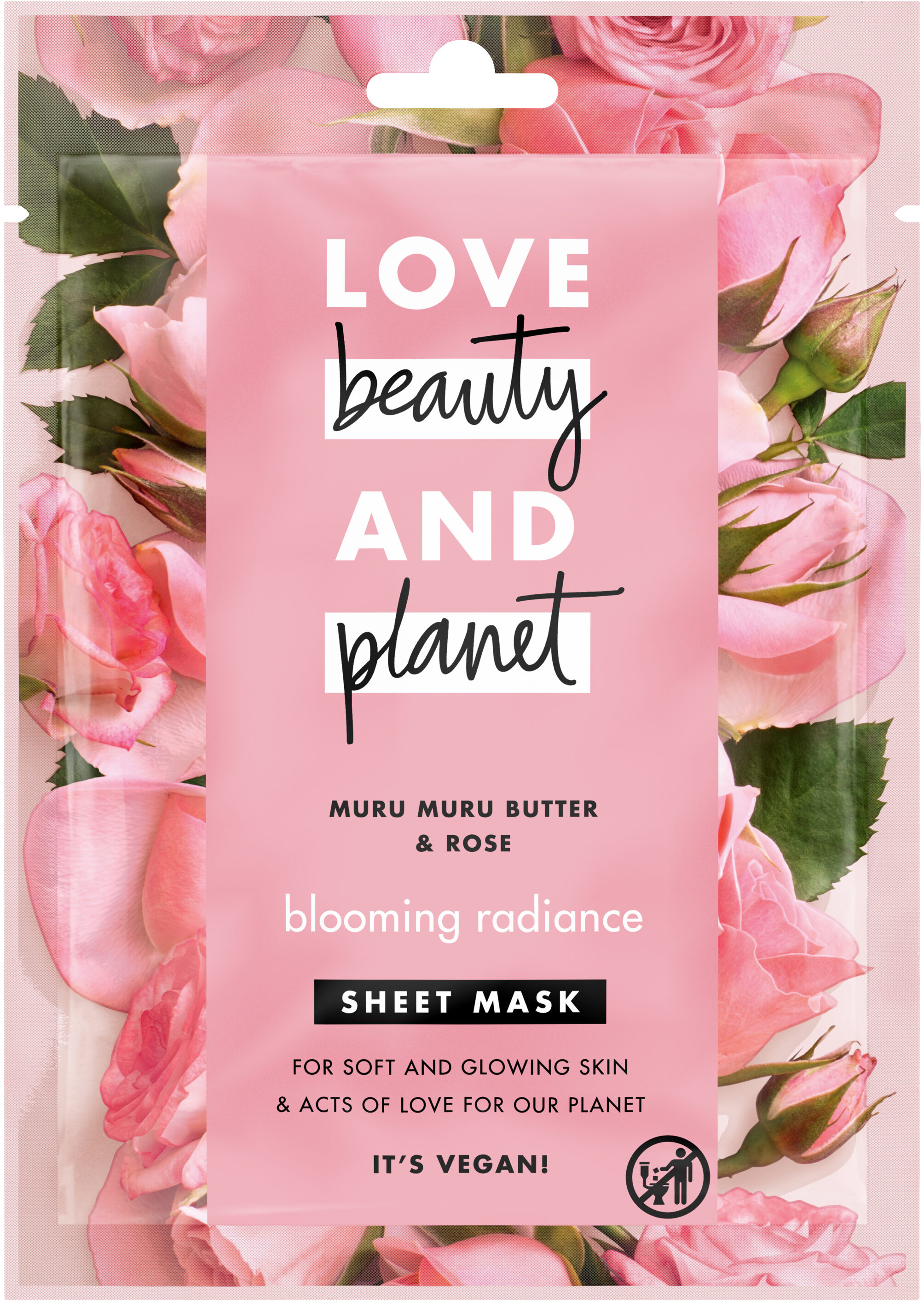 Love Beauty And Planet Masque tissu Eclat Radieux au Beurre de Muru Muru & Rose x1 - Produit - fr