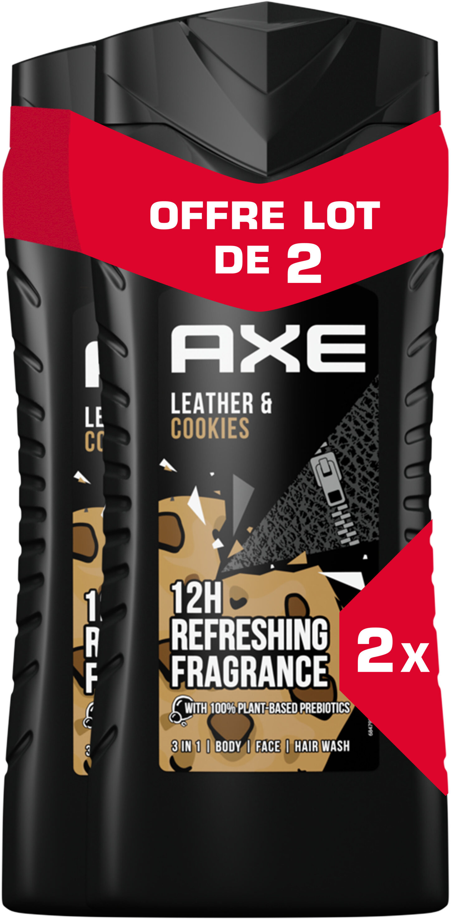 Axe Gel Douche Homme Collision Cuir & Cookies 12h Parfum Frais 2x400ml - Tuote - fr