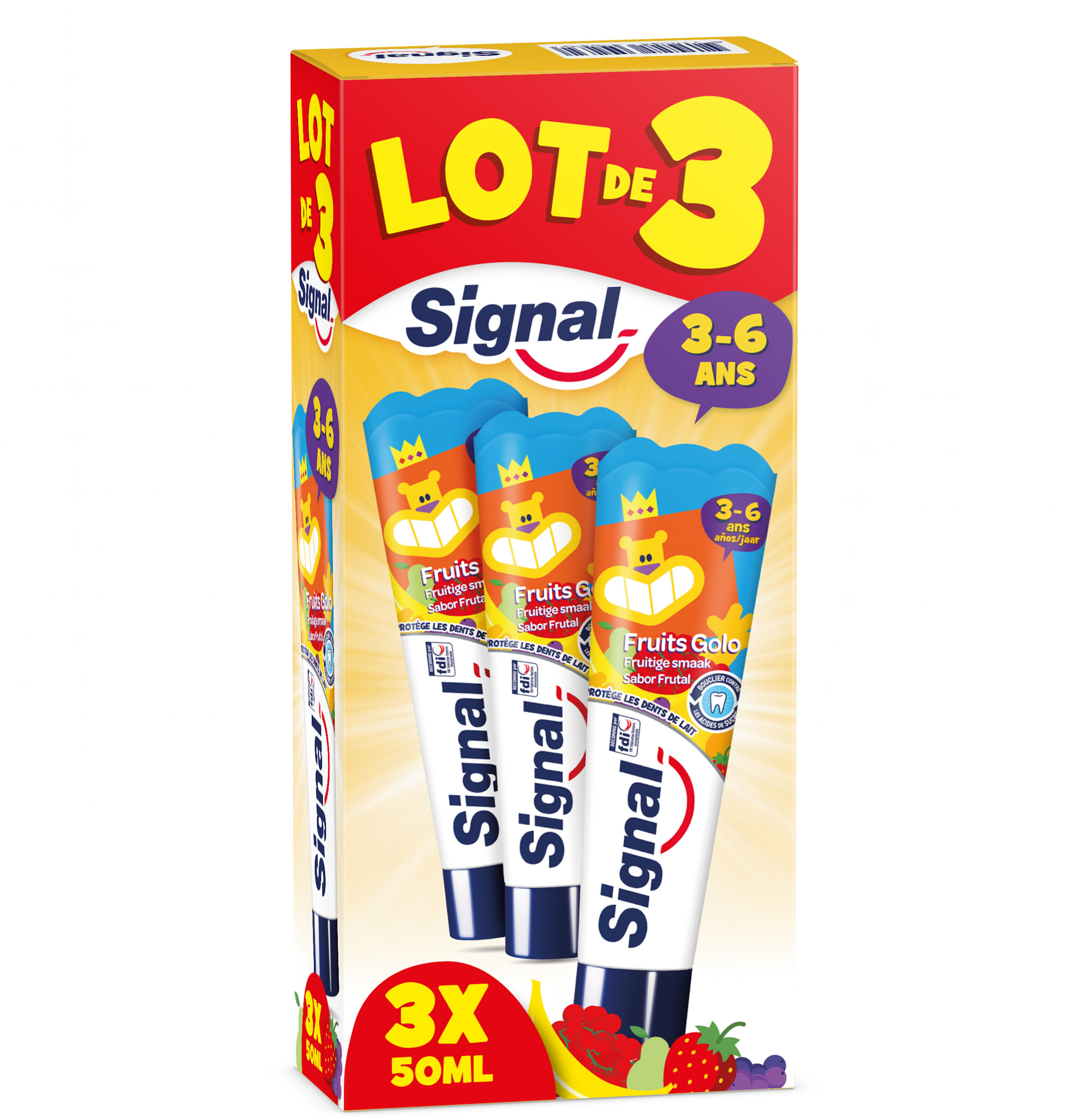 Signal Dentifrice Enfants 3-6 Ans Fruigolo 3x50ml - Produto - fr