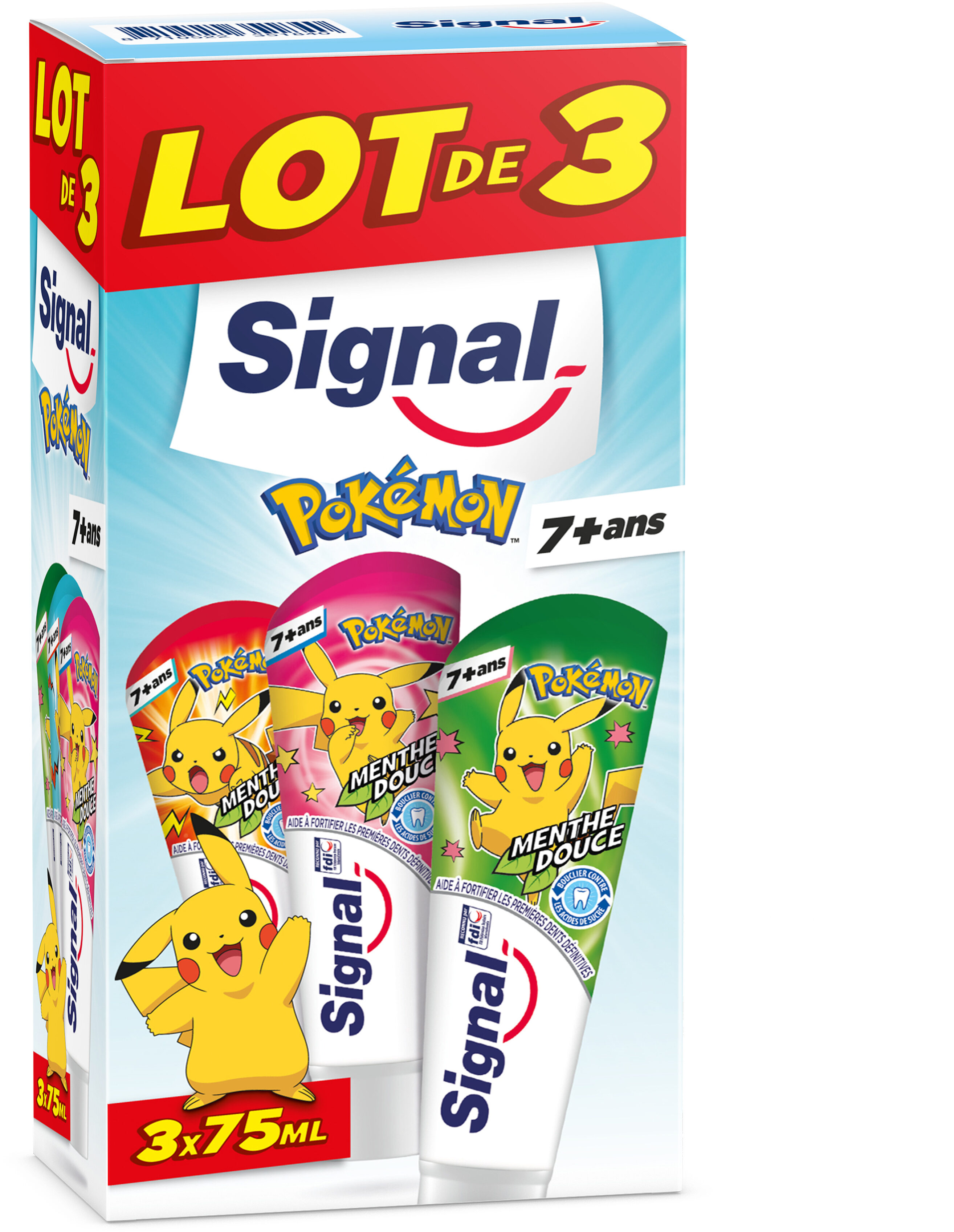 Signal Dentifrice Junior Pokémon 7+ Ans Menthe Douce 3x75ml - Produit - fr