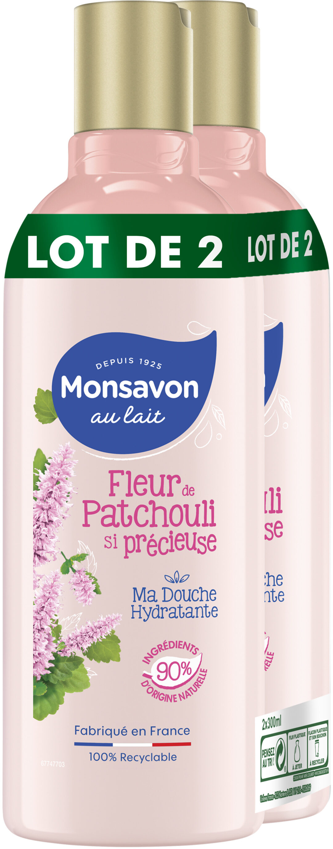 Monsavon Au Lait Gel Douche Fleur De Patchouli 300ml Lot de 2 - Produto - fr