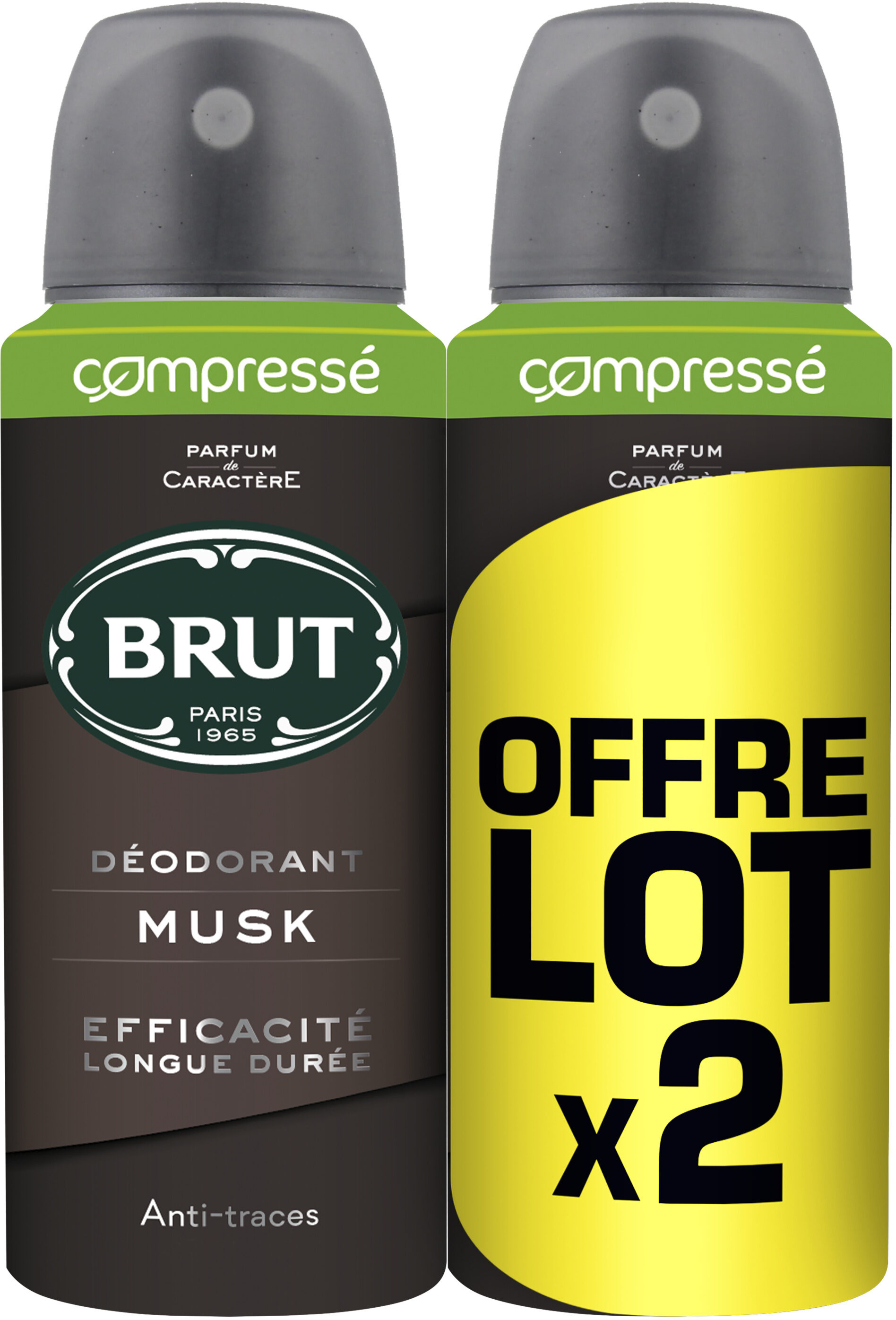 Brut Déodorant Homme Spray Compressé Musk 2x100ml - Produit - fr