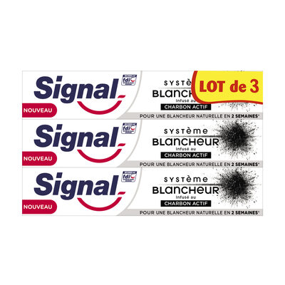 Signal Dentifrice Système Blancheur Charbon Actif 3x75ml - 1