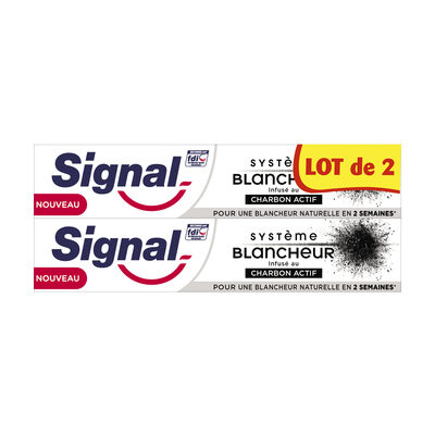 Signal Dentifrice Système Blancheur Charbon Actif 2x75ml - 2