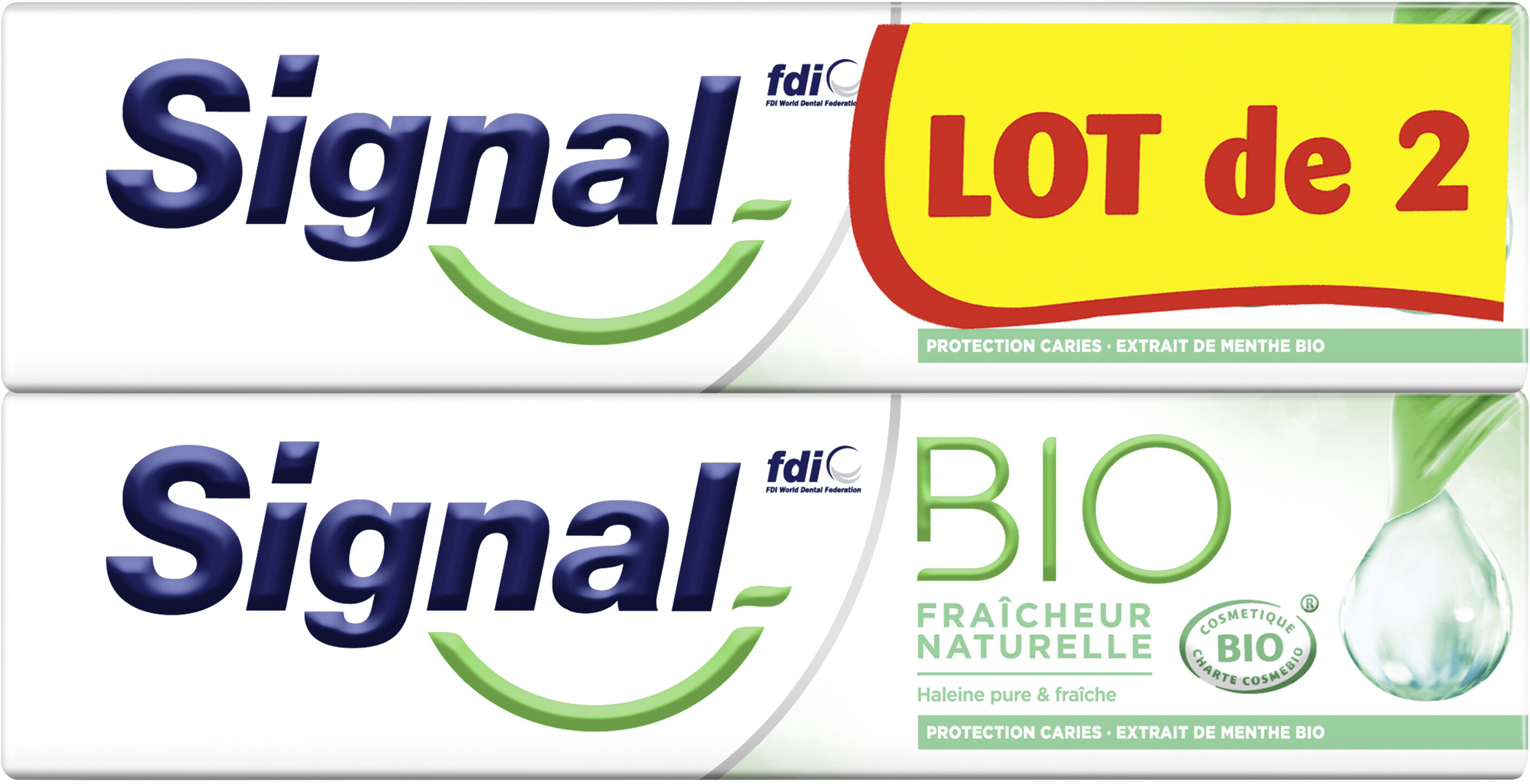 Signal Dentifrice Bio Fraîcheur Naturelle 2x75ml - Produit - fr