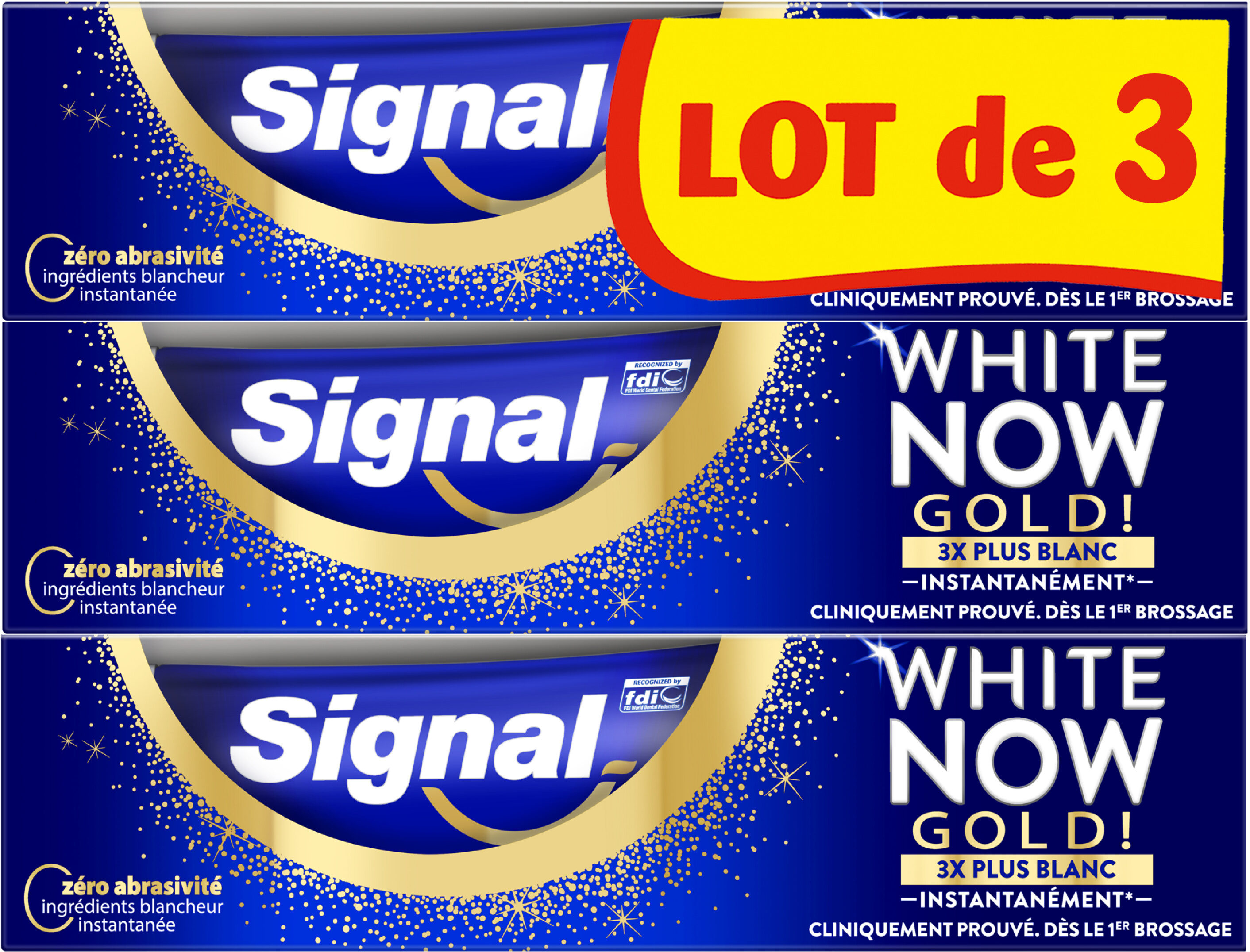 Signal White Now Dentifrice Gold 3x75ml - Produit - fr