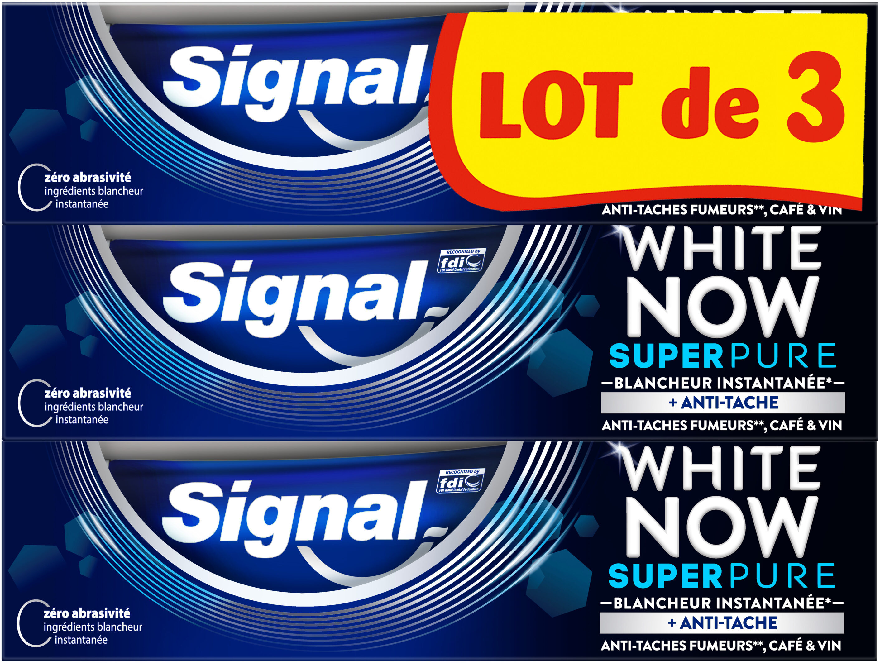 Signal White Now Dentifrice Super Pure 3x75ml - Produto - fr