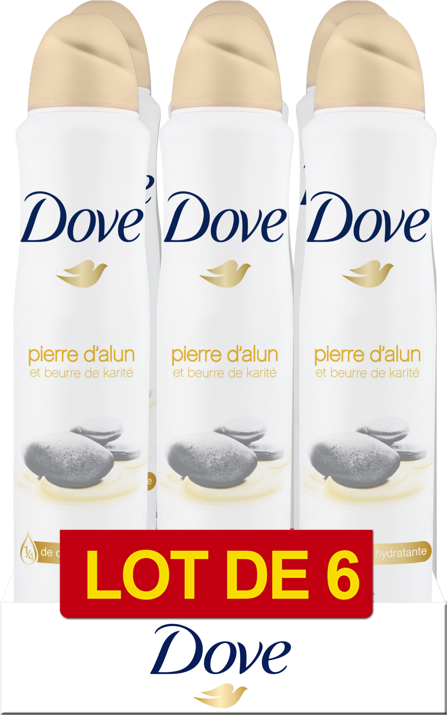 DOVE Déodorant Femme Spray Pierre d'Alun et Beurre de Karité 6x200ml - Product - fr