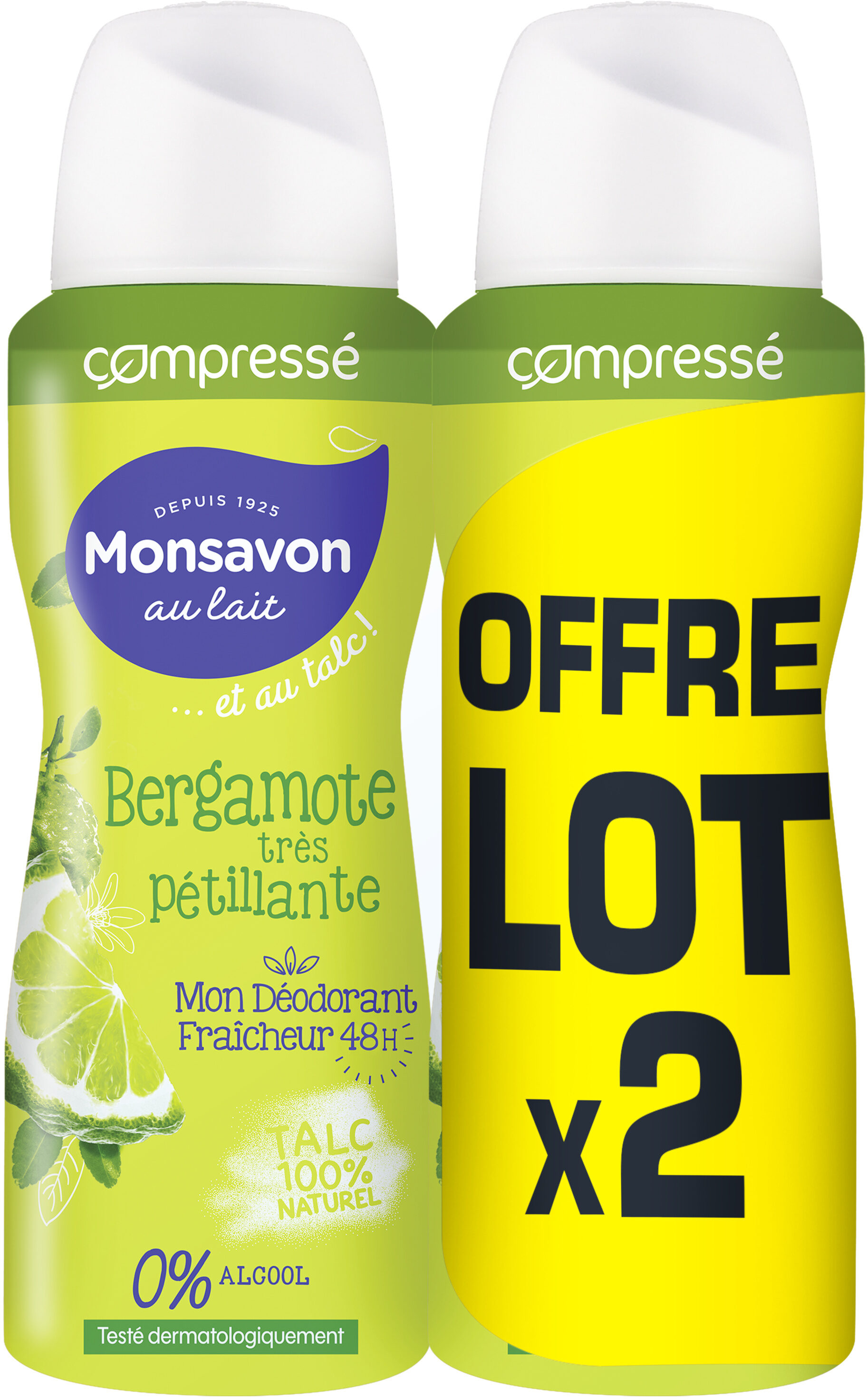 Monsavon Déodorant Femme Spray Compressé Bergamote Très Pétillante 2x100ml - Product - fr