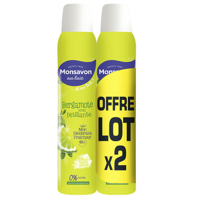 Monsavon Déodorant Femme Spray Bergamote Très Pétillante 2x200ml - 1