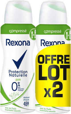 REXONA 0% Compressé Déodorant Femme Anti Transpirant Protection Naturelle Lot 2x100 ML - Продукт - fr
