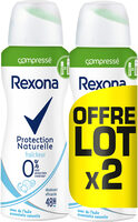 REXONA 0% Compressé Déodorant Femme Compressé Spray Protection Naturelle Fraîcheur Lot 2x100ml - Product - fr