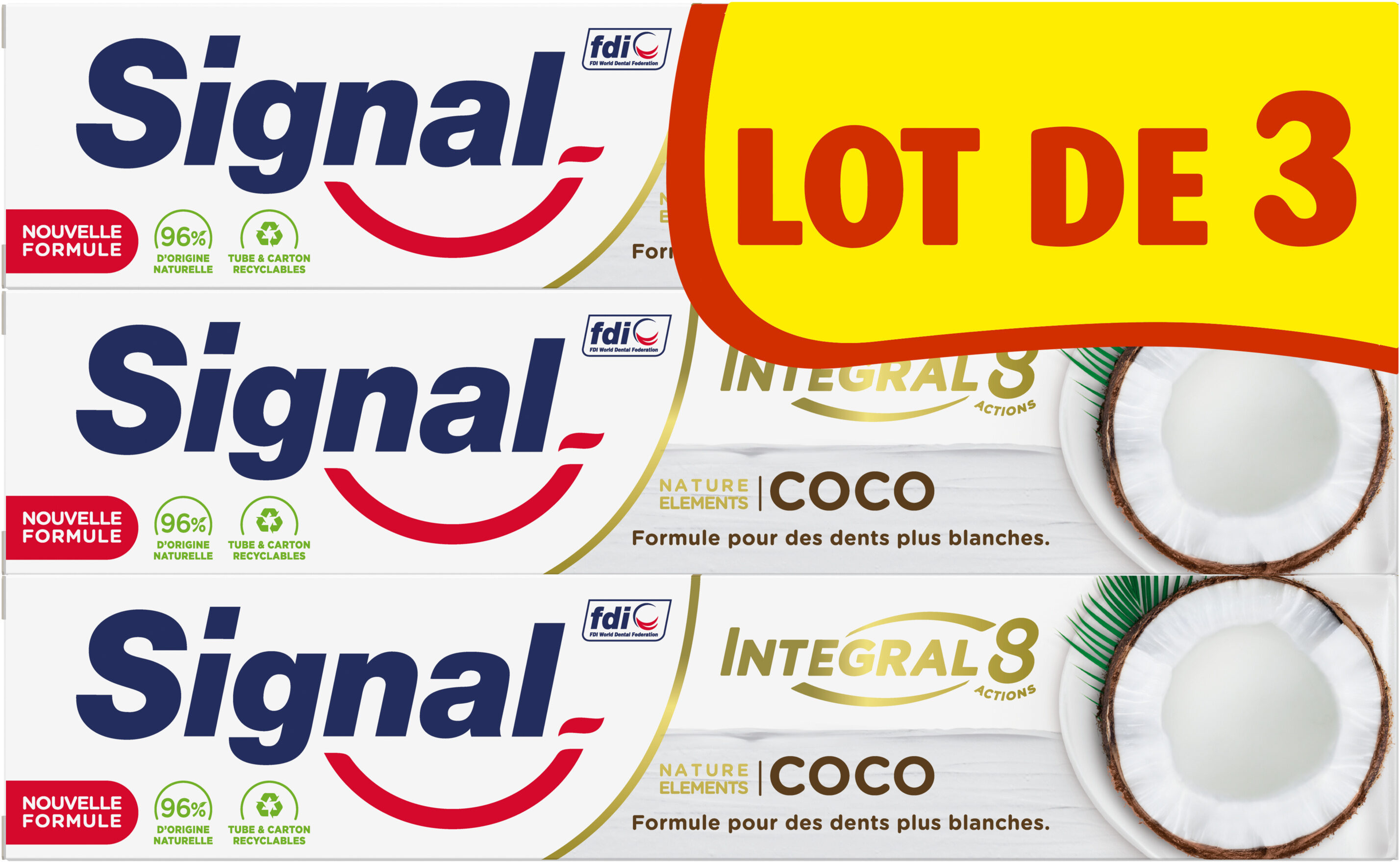 Signal Integral 8 Dentifrice Nature Elements Coco Blancheur 3x75ml - Product - fr