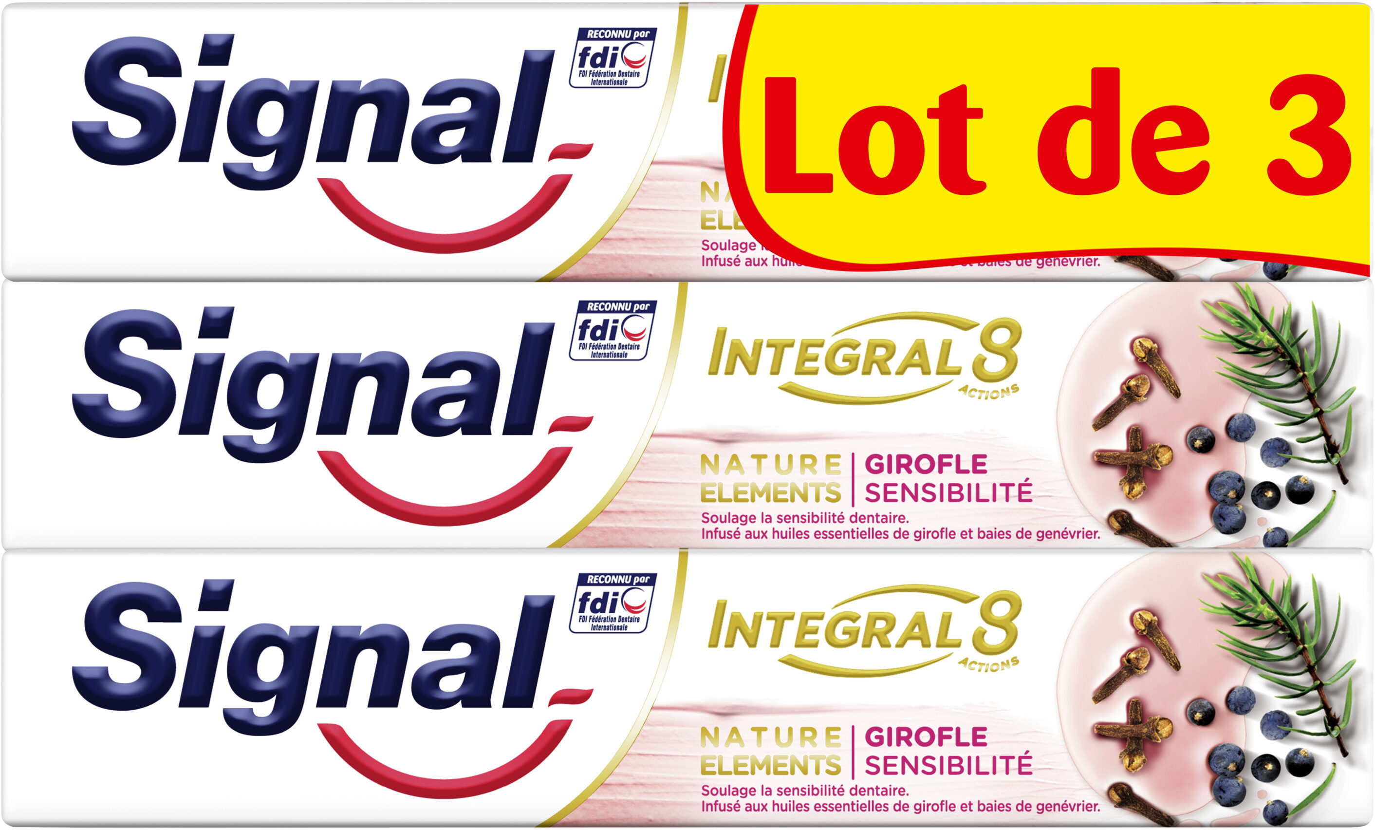 Signal Integral 8 Dentifrice Nature Elements Girofle Sensibilité 3x75ml - Product - fr