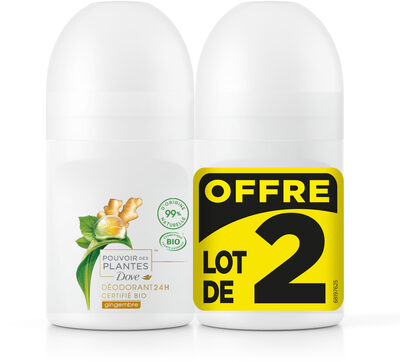 Dove Déodorant Femme Bille Certifié Bio Pouvoir des Plantes Gingembre 2x50ml - Product