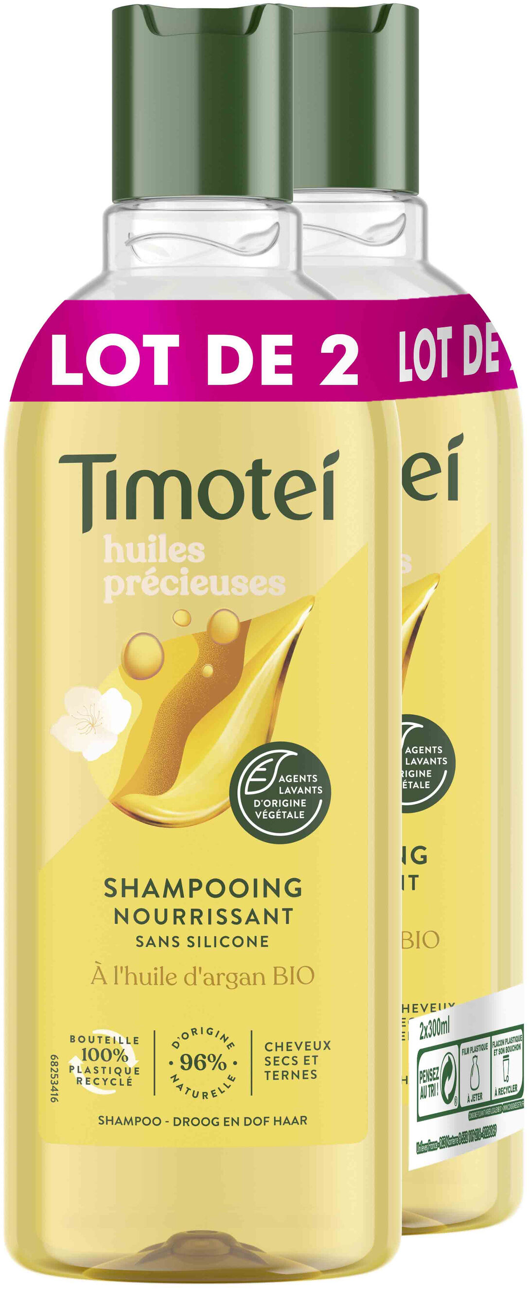 Timotei Shampooing Femme Huile d'argan bio et fleur de jasmin 2x300ml - Product - fr