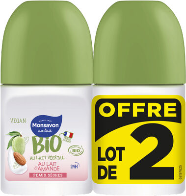Monsavon BIO Déodorant Femme Bille Lait d'Amande 2x50ml - Product - fr