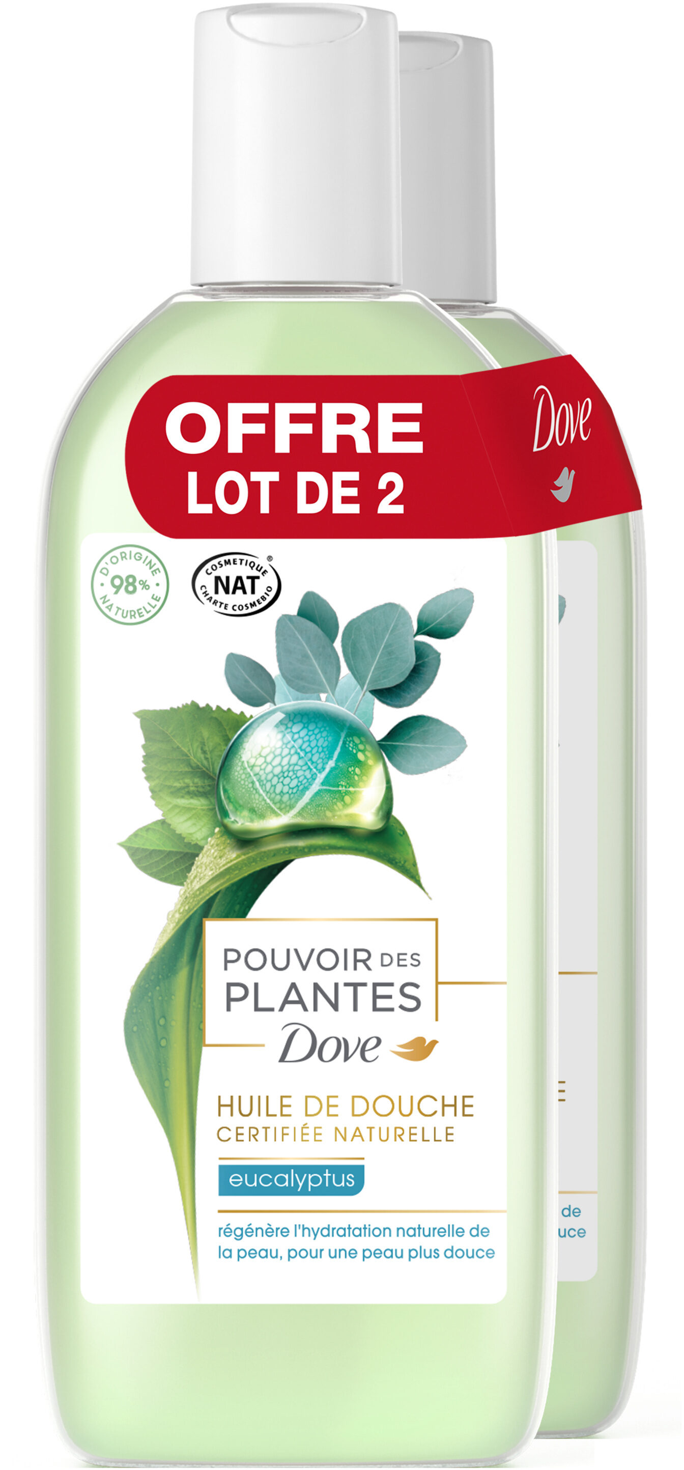 DOVE Gel Douche Pouvoir des Plantes Eucalyptus 2x250ml - Produit - fr
