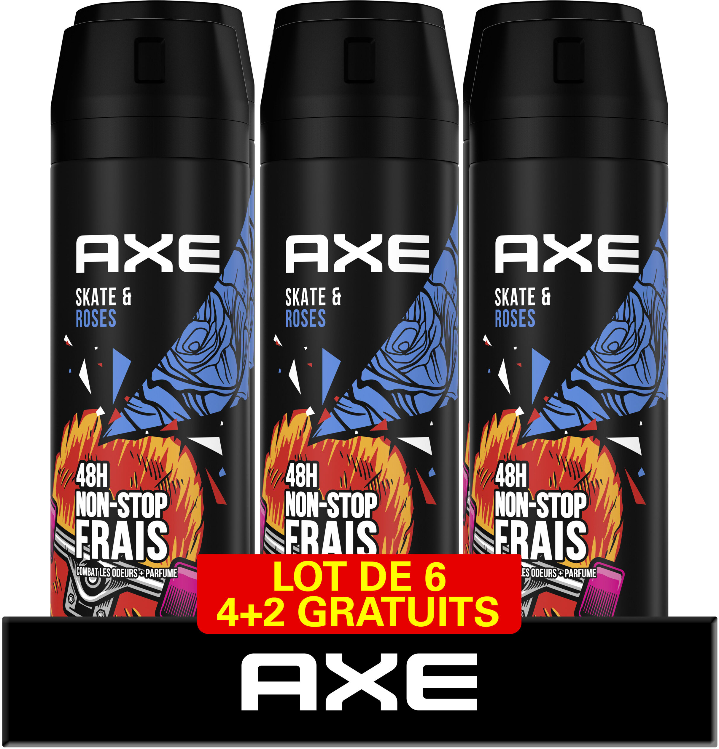 AXE Déodorant Bodyspray Homme Skate & Roses 48 Lot 6x200ml GV - Product - fr