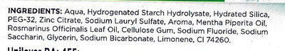 SIGNAL Dentifrice Integral 8 Nature Elements Bicarbonate 75ml - Ingredients - fr