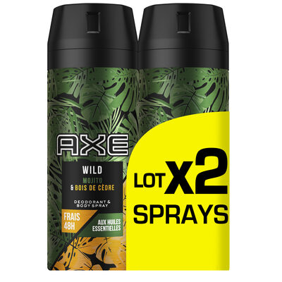 AXE Wild Déodorant Homme Spray Mojito & Bois de Cedre Lot 2 x 150ml - 1