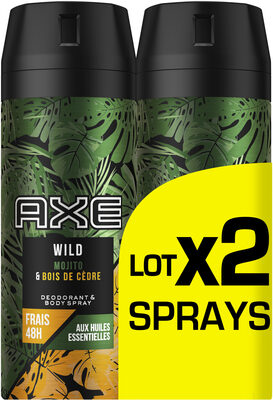 AXE Wild Déodorant Homme Spray Mojito & Bois de Cedre Lot 2 x 150ml - Produit