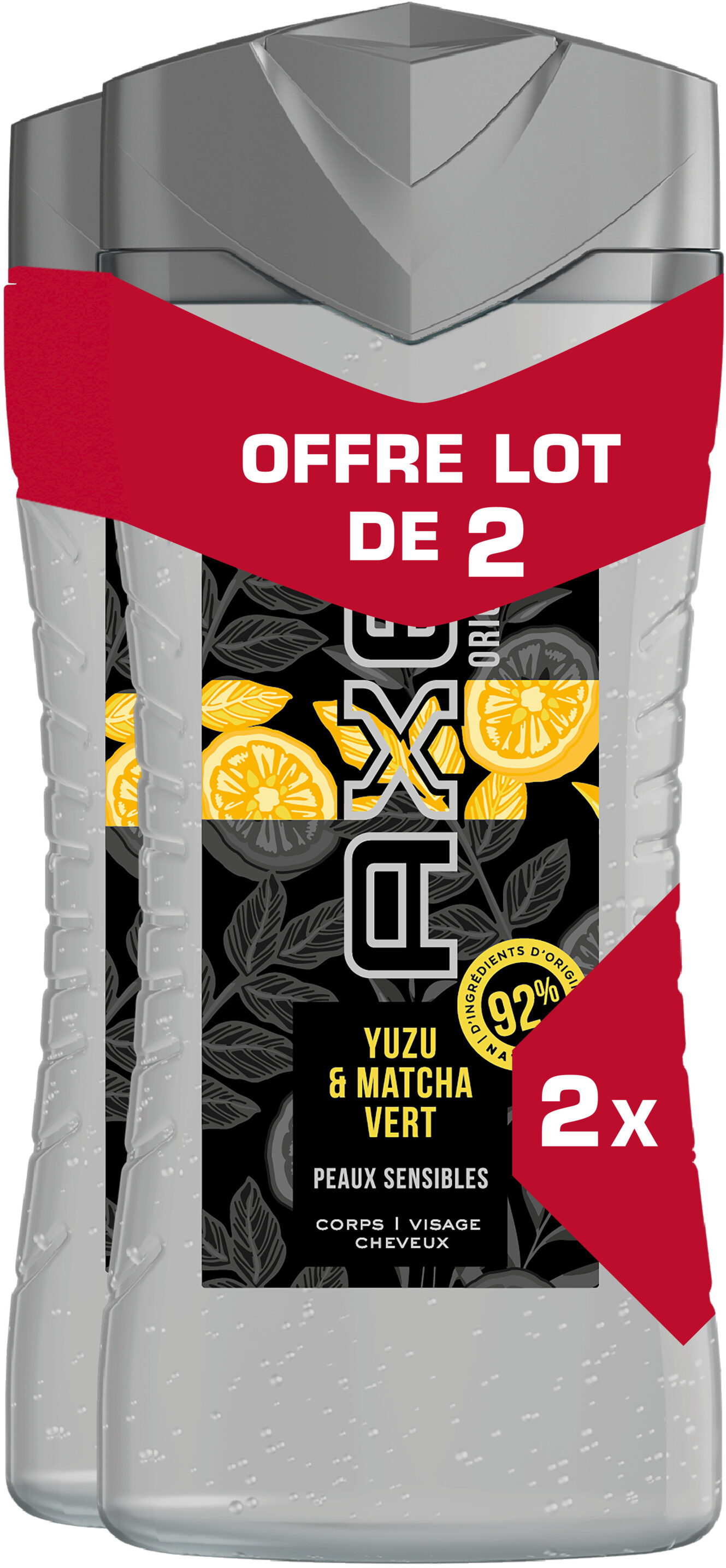 AXE Gel Douche Homme 3en1 Yuzu & Matcha Vert 2x250ml - Product - fr