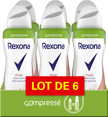 REXONA Déodorant Femme Spray Musc Compressé 100ml Lot de 6 - Produit