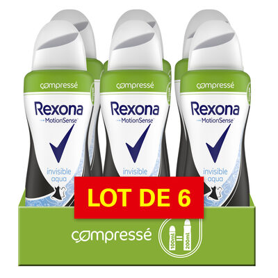 Rexona Déodorant Femme Spray Anti-Transpirant Compressé Invisible Aqua 6x100ml - 2