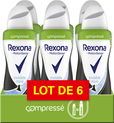 REXONA Déodorant Femme Spray Anti Transpirant Invisible Aqua Compressé 100ml Lot de 6 - Product