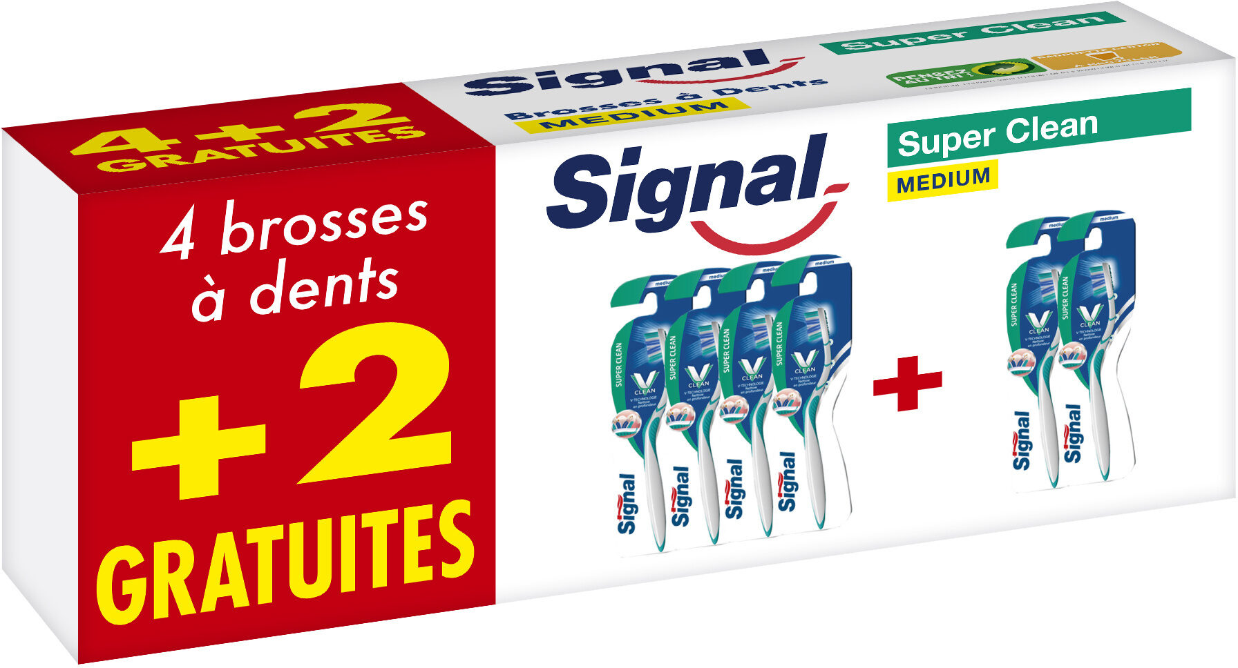 Signal Brosse à Dents Super Clean Medium Lot de 6(4+2 Gratuits) - Product - fr