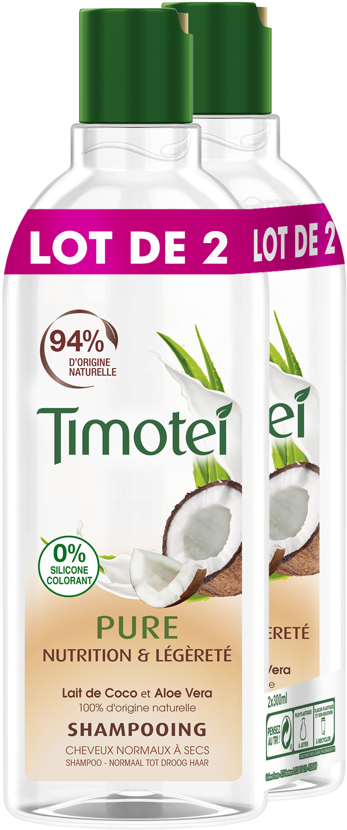 Timotei Pure Shampoing Cheveux Normaux Lait de Coco Aloe Vera - Product - fr