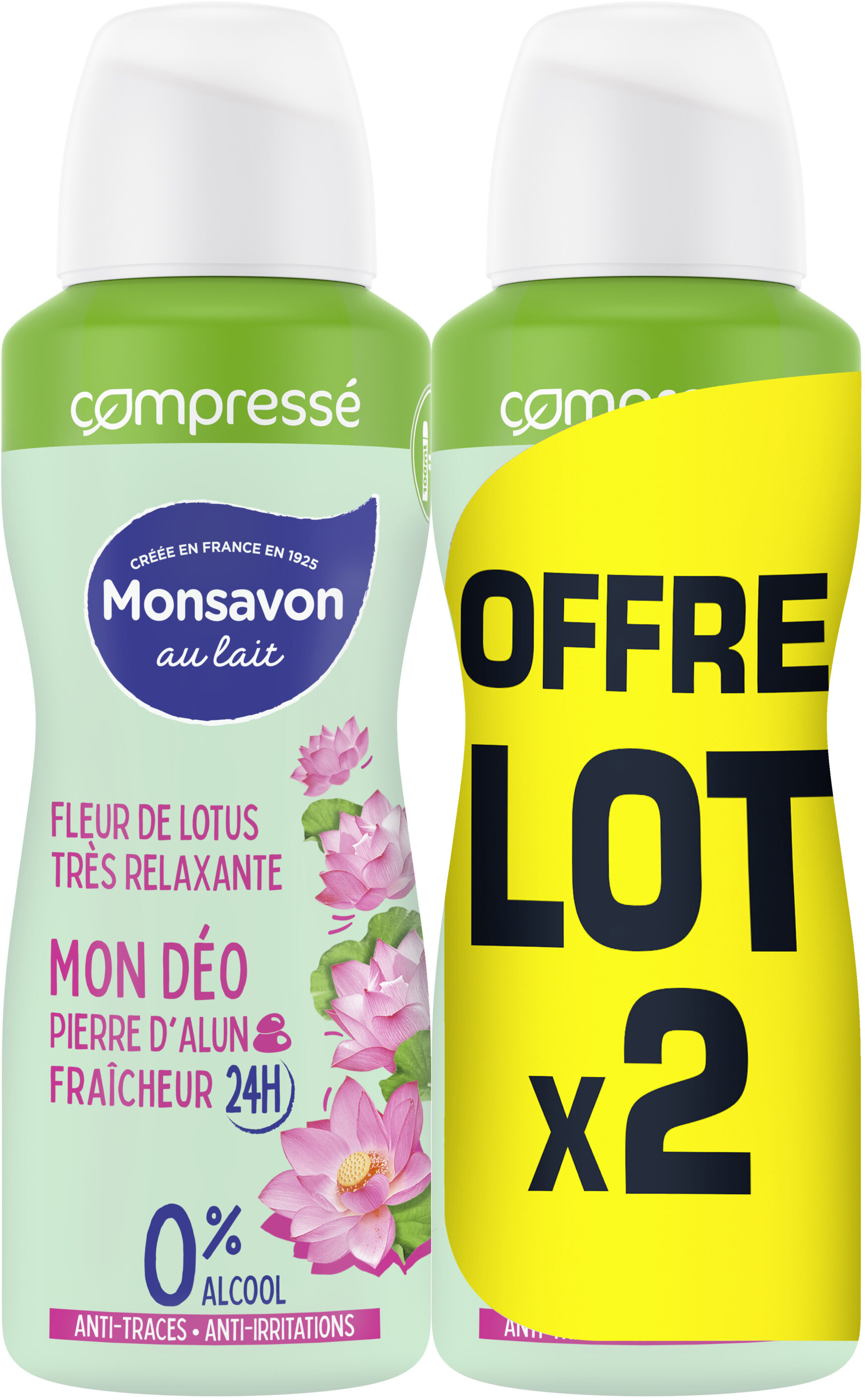 Monsavon Déodorant Femme Spray Compressé Fleur de Lotus Presque Divine 2x100ml - Product - fr