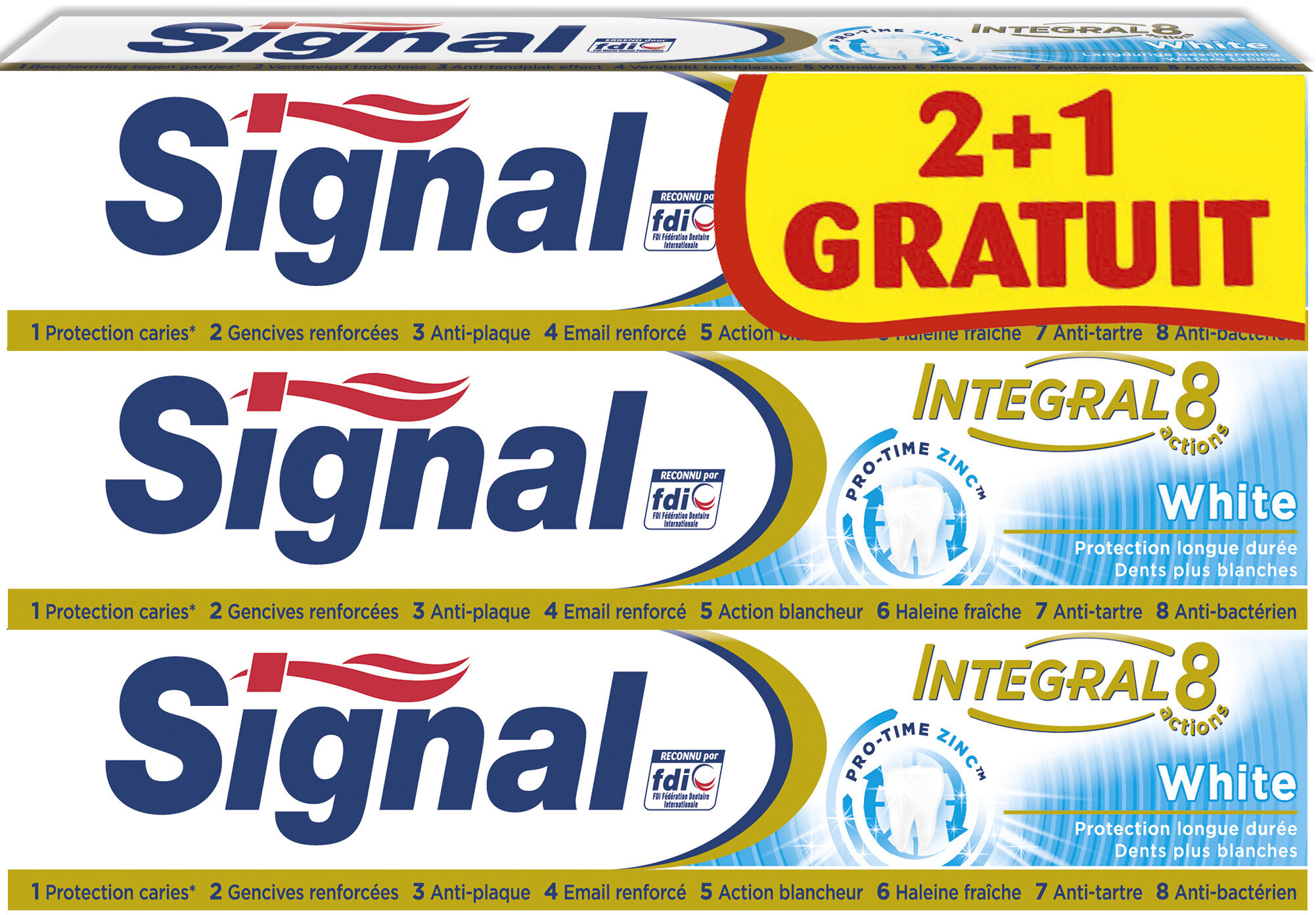 Signal Dentifrice Integral 8 White 75ml Lot de 3(2+1 Gratuit) - Product - fr