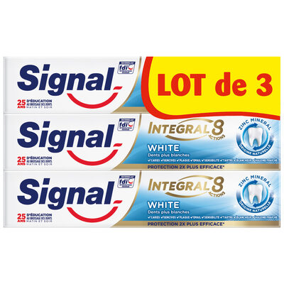 Signal Dentifrice Integral 8 White 75ml Lot de 3 - 1