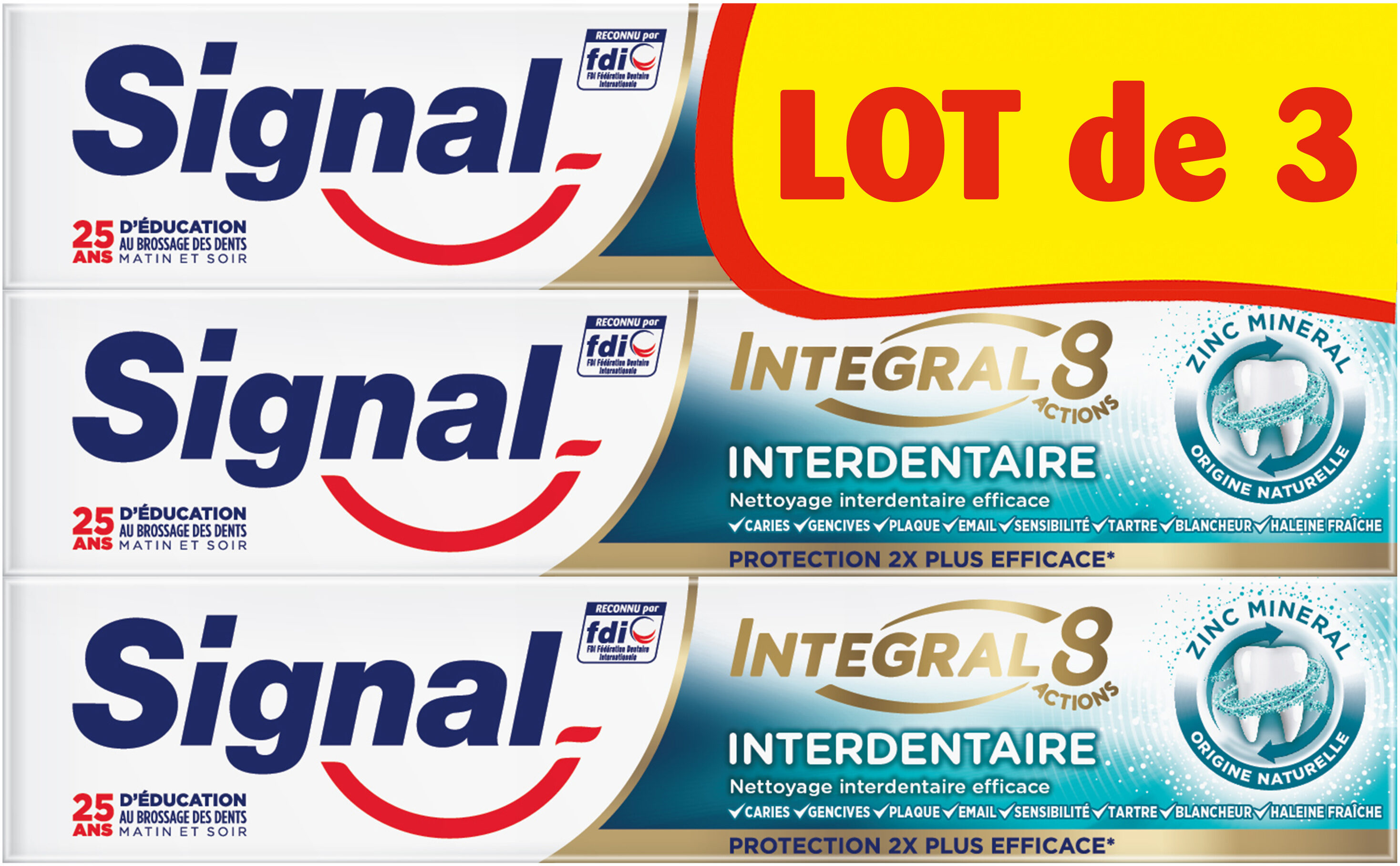 Signal Dentifrice Integral 8 Interdentaire 75ml Lot de 3 - Produit - fr