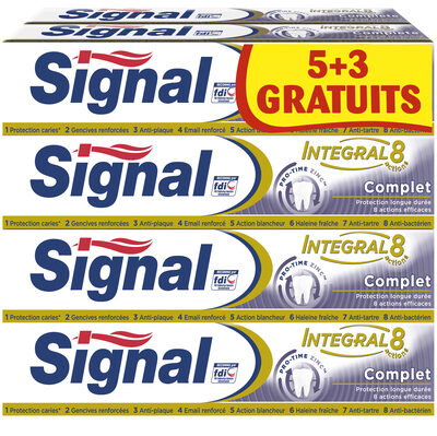 Signal Intégral 8 Dentifrice Complet Tube 75ml Lot de 8(5+3 Gratuits) - 1