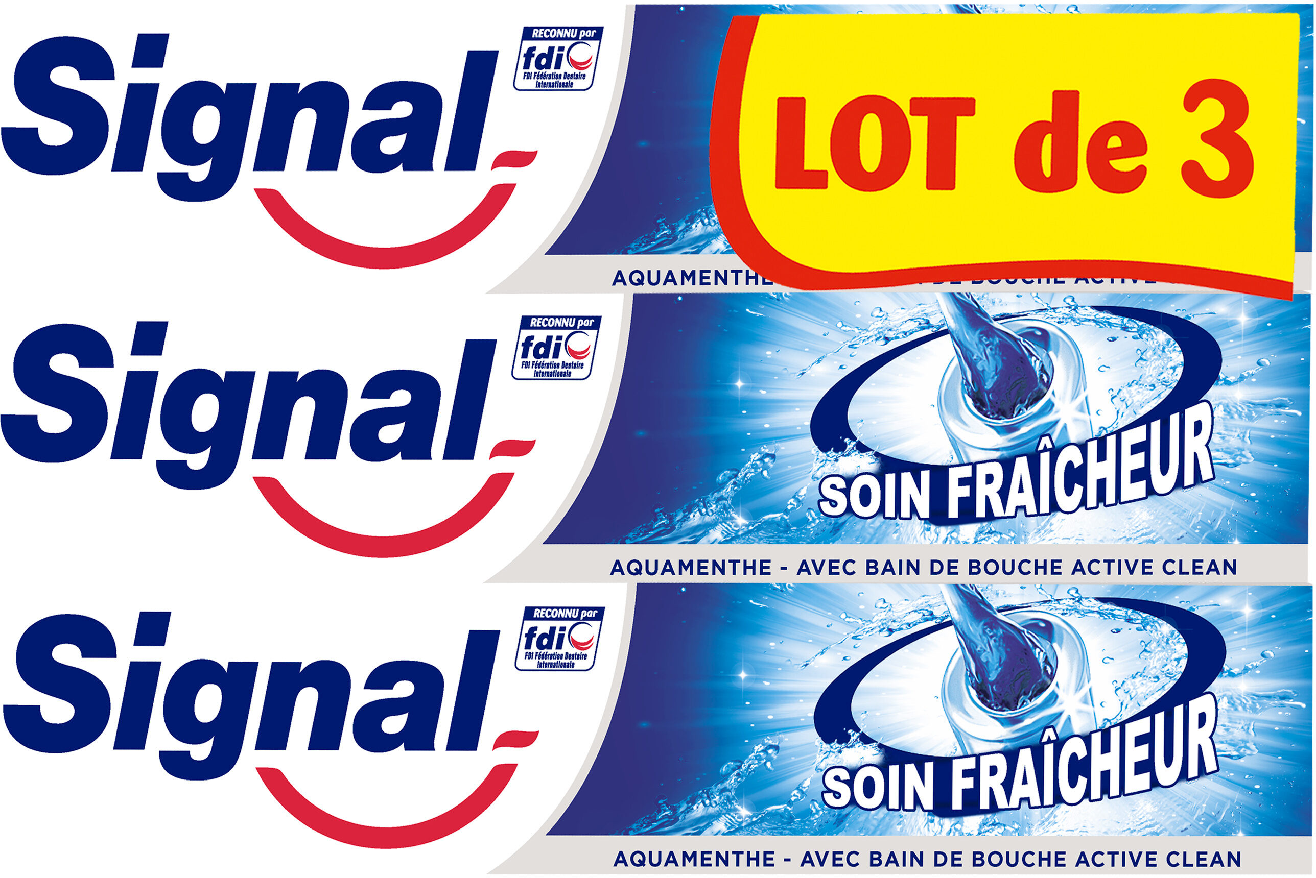 Signal Dentifrice Soin Fraîcheur Aquamenthe 3x75ml - Produit - fr