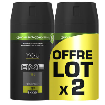 AXE Déodorant Anti Bactérien You Spray Compressé Lot de 2x100ml - 1