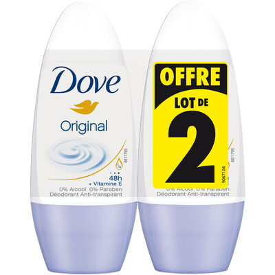 DOVE Déodorant Femme Anti-Transpirant Bille Original 2x50ml - 1