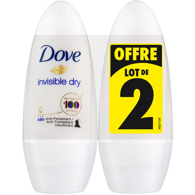 DOVE Déodorant Femme Anti-Transpirant Bille Invisible Dry Lot 2x50ml - 1