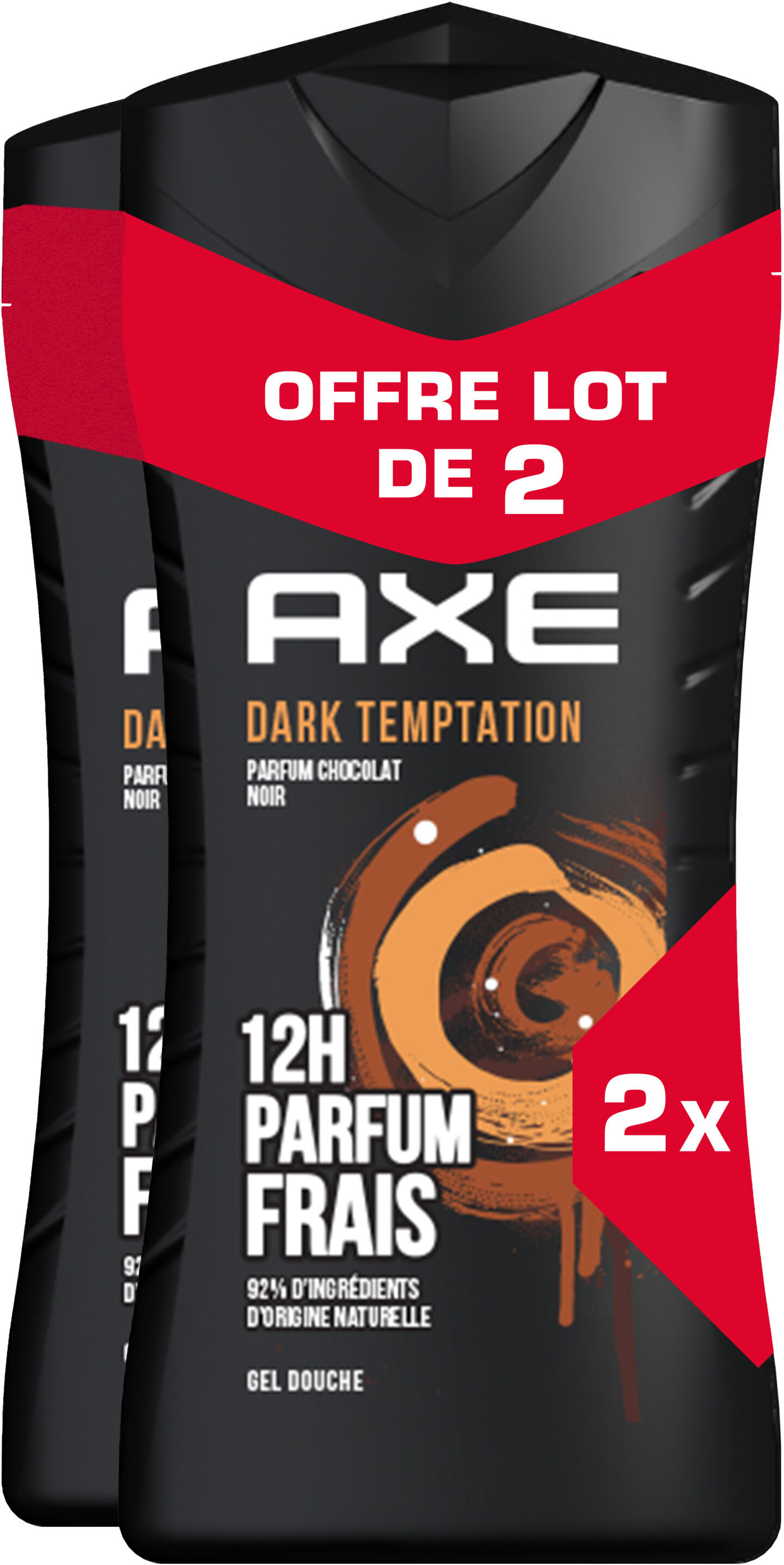 Axe Gel Douche Homme Dark Temptation 12h Parfum Frais 2x250ml - Produkt - fr