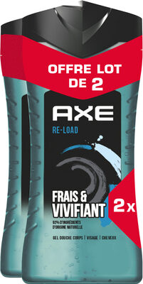 Axe Gel Douche 3-en-1 Homme Re-Load Frais et Vivifiant 2x250ml - Produit - fr