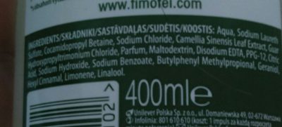 Timotei Pure Naturalne Oczyszczenie Szampon 400 ml - Ingredients