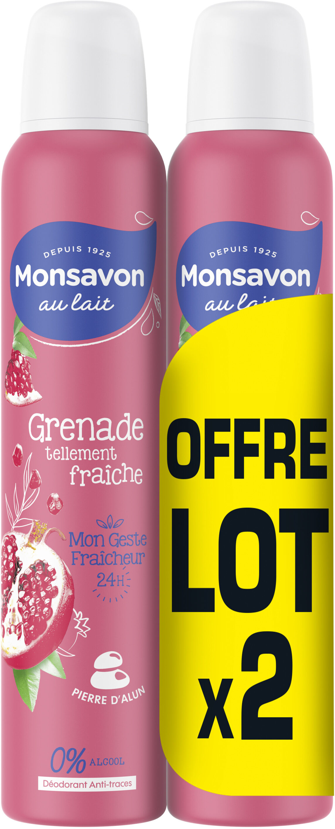 MONSAVON Déodorant Femme Spray Grenade Tellement Fraîche 2x200ml - Produit - fr