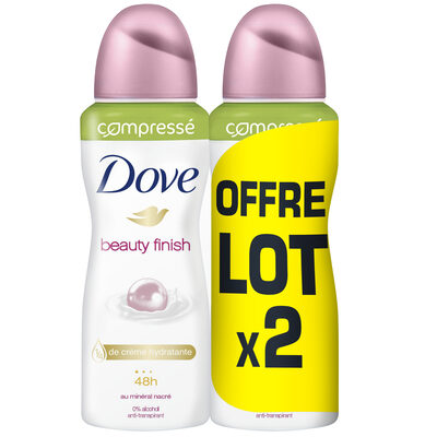DOVE Déodorant Femme Anti-Transpirant Spray Compressé Beauty Finish 2x100ml - 1