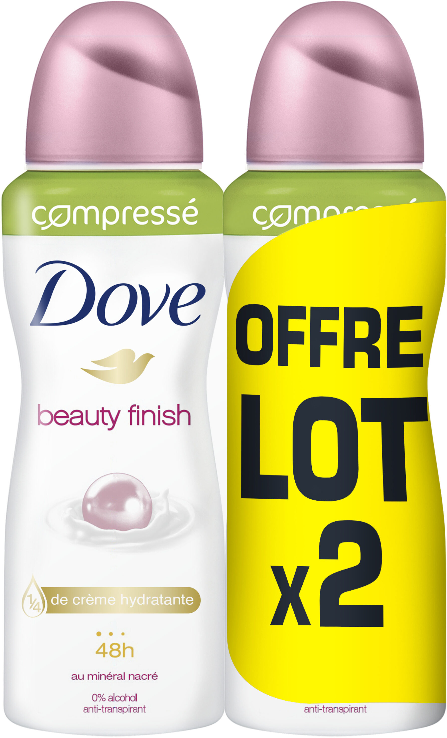 DOVE Déodorant Femme Anti-Transpirant Spray Compressé Beauty Finish 2x100ml - Produit - fr