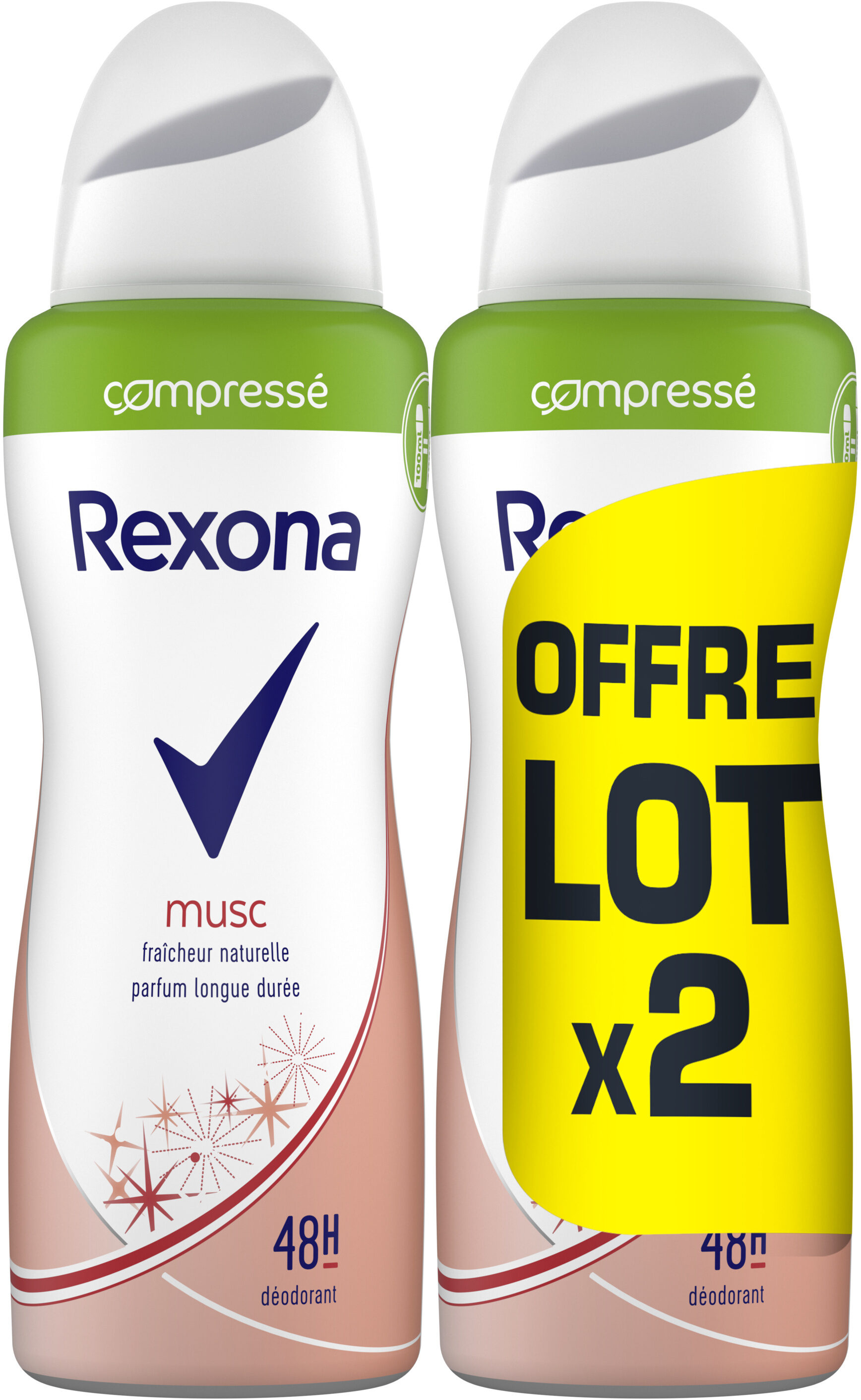 REXONA Déodorant Femme Spray Musc Compressé 100ml Lot de 2 - Produit - fr